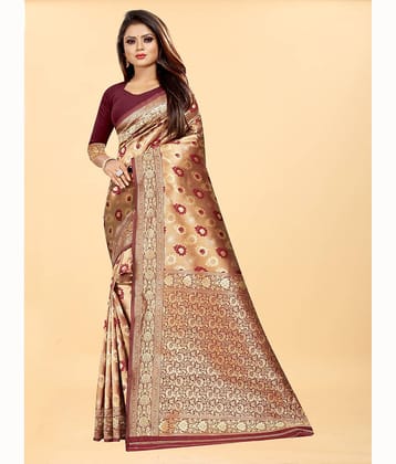 Gazal Fashions Banarasi Silk Embellished Saree With Unstitched Blouse Piece ( Black )