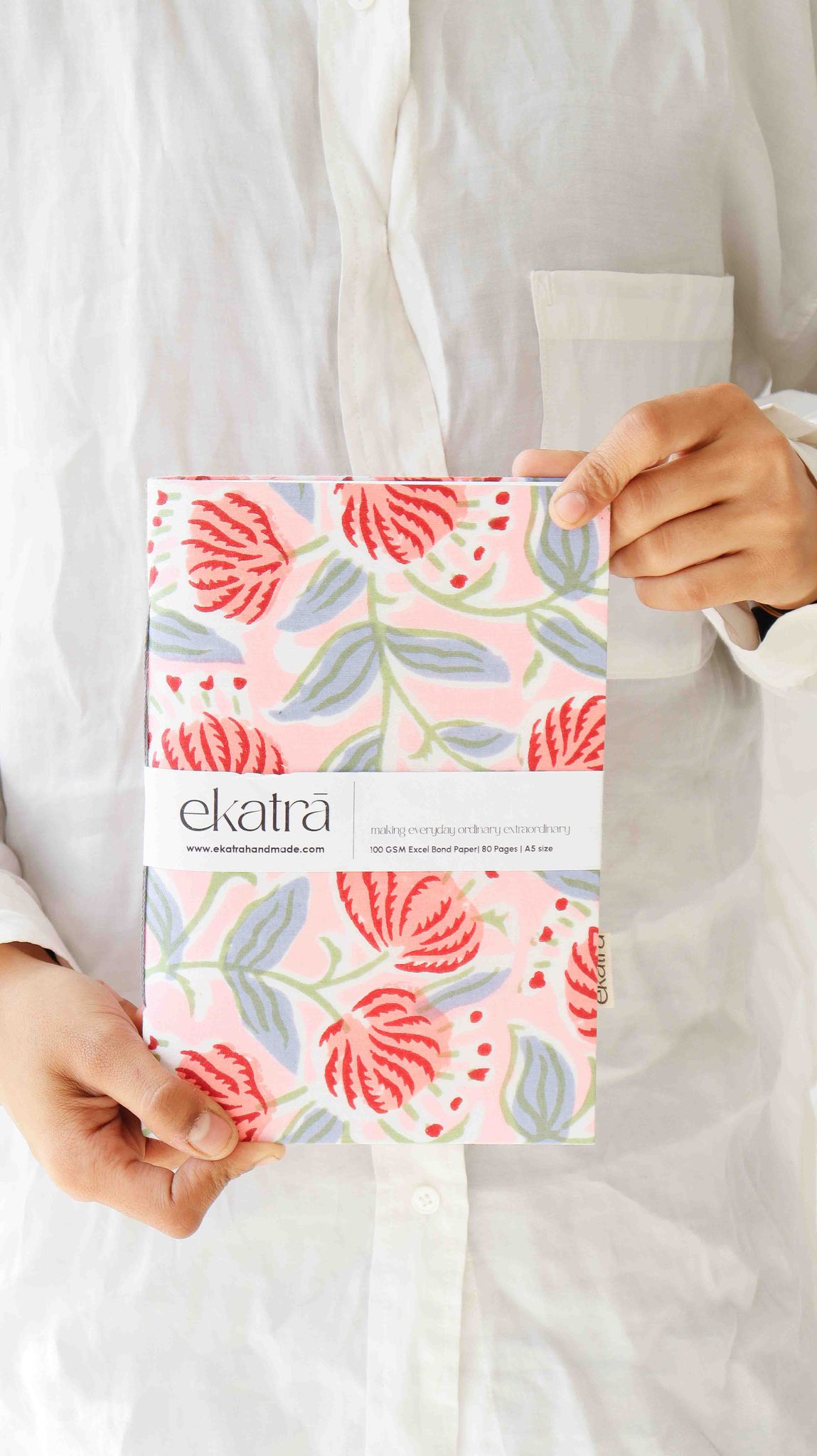 Handcrafted Sustainable A5 Unruled 100 GSM Paper Journal by Ekatra