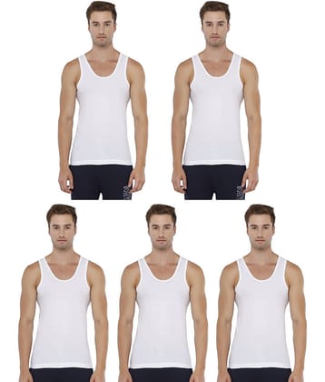 Rupa Pack of 5 Cotton Basic Vest For Men ( White )
