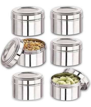 Visaxmi Steel Silver Multi-Purpose Container ( Set of 6 )
