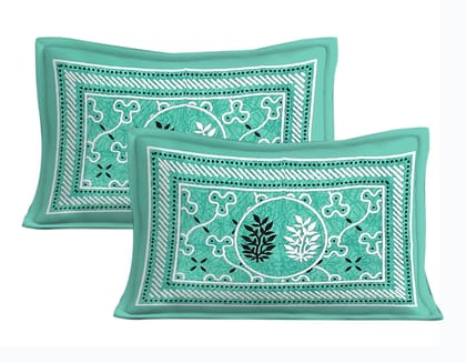 The Bedsheet Adda Standard Queen Size Pure Cotton Jaipuri Printed Economic Double Bedsheet with Two Pillow Covers- ARTICLE-1049