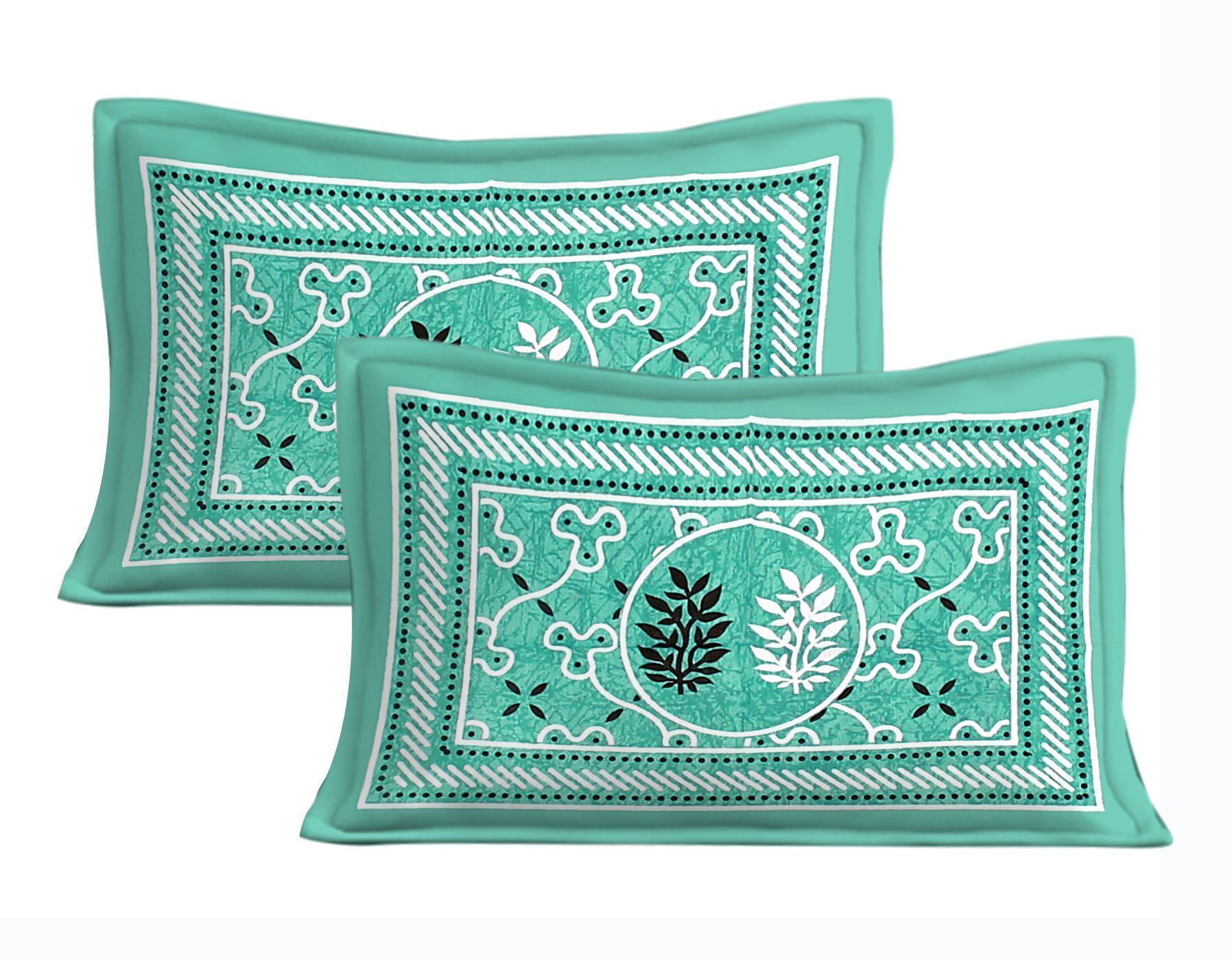 The Bedsheet Adda Standard Queen Size Pure Cotton Jaipuri Printed Economic Double Bedsheet with Two Pillow Covers- ARTICLE-1049