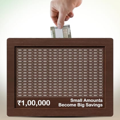 Wooden Money/Piggy Bank, Money Box,with Carved Design for Kids/Children, Savings Challenge Box, Cashbox,Cash Vault Wooden Savings Box, Wooden Coin Piggy Bank,Money Save Box Smash,Money Saver,Coin Box