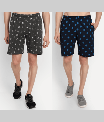 Zeffit - Multicolor Cotton Blend Men's Shorts ( Pack of 2 )