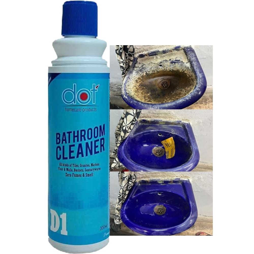 DOT Bathroom DESCALER, Tiles Cleaner 250ml | Remove heavy salt stains, hard water marks, lime scale, calcium, soap scum, mold, rust and fungus - ZERO FUMES & SMELL