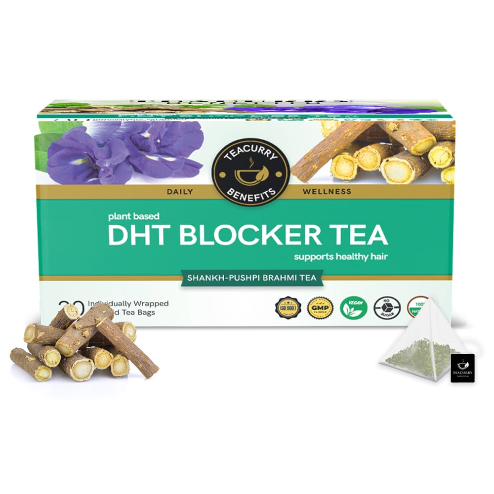TEACURRY DHT Blocker Tea (1 Month Pack, 30 Tea Bags)- Helps with Hair Growth, Shine, Repair & Strength