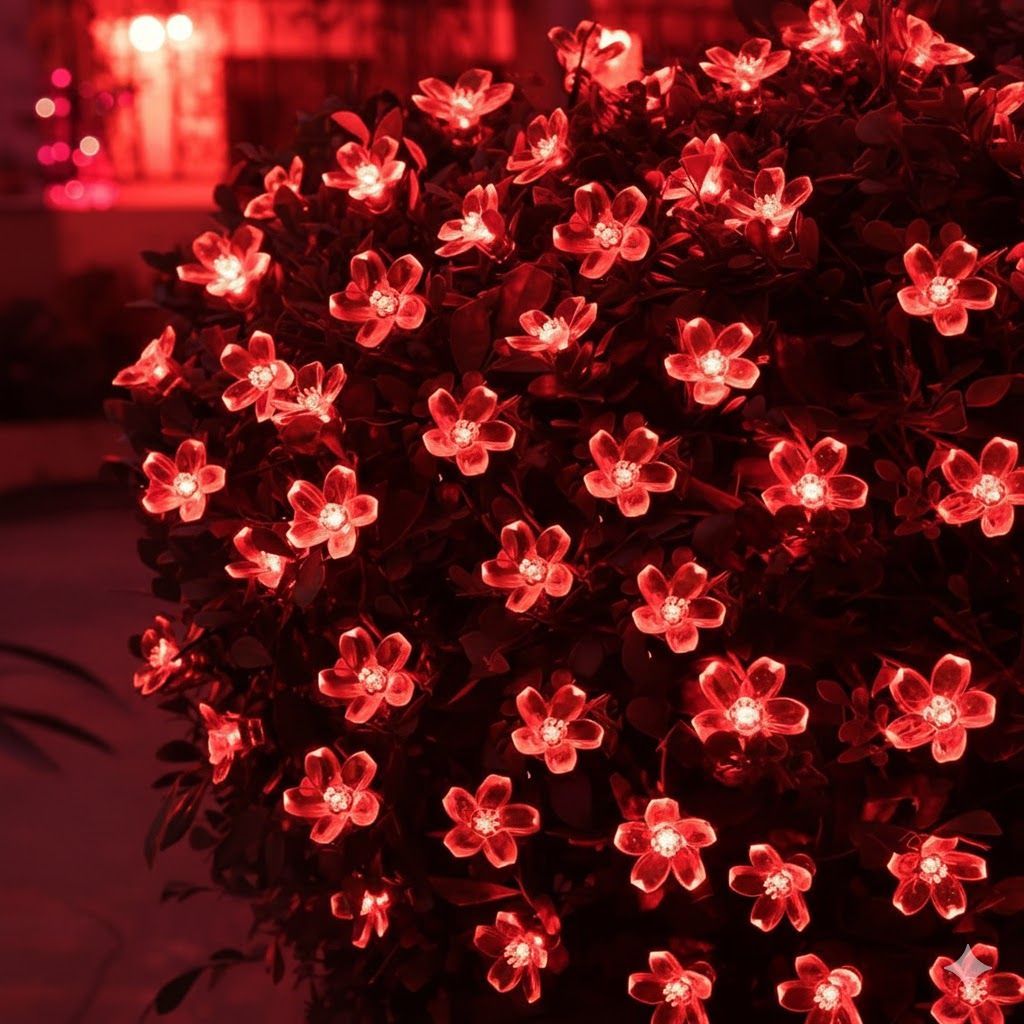 GLOWSERIE Luxury Red Flower LED Garland Lights – Soft Mood Lighting