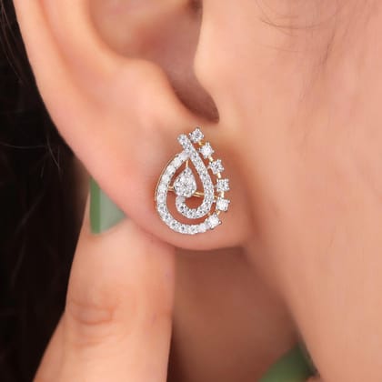 Asen Silver Stud Earrings For Women-Yellow Gold