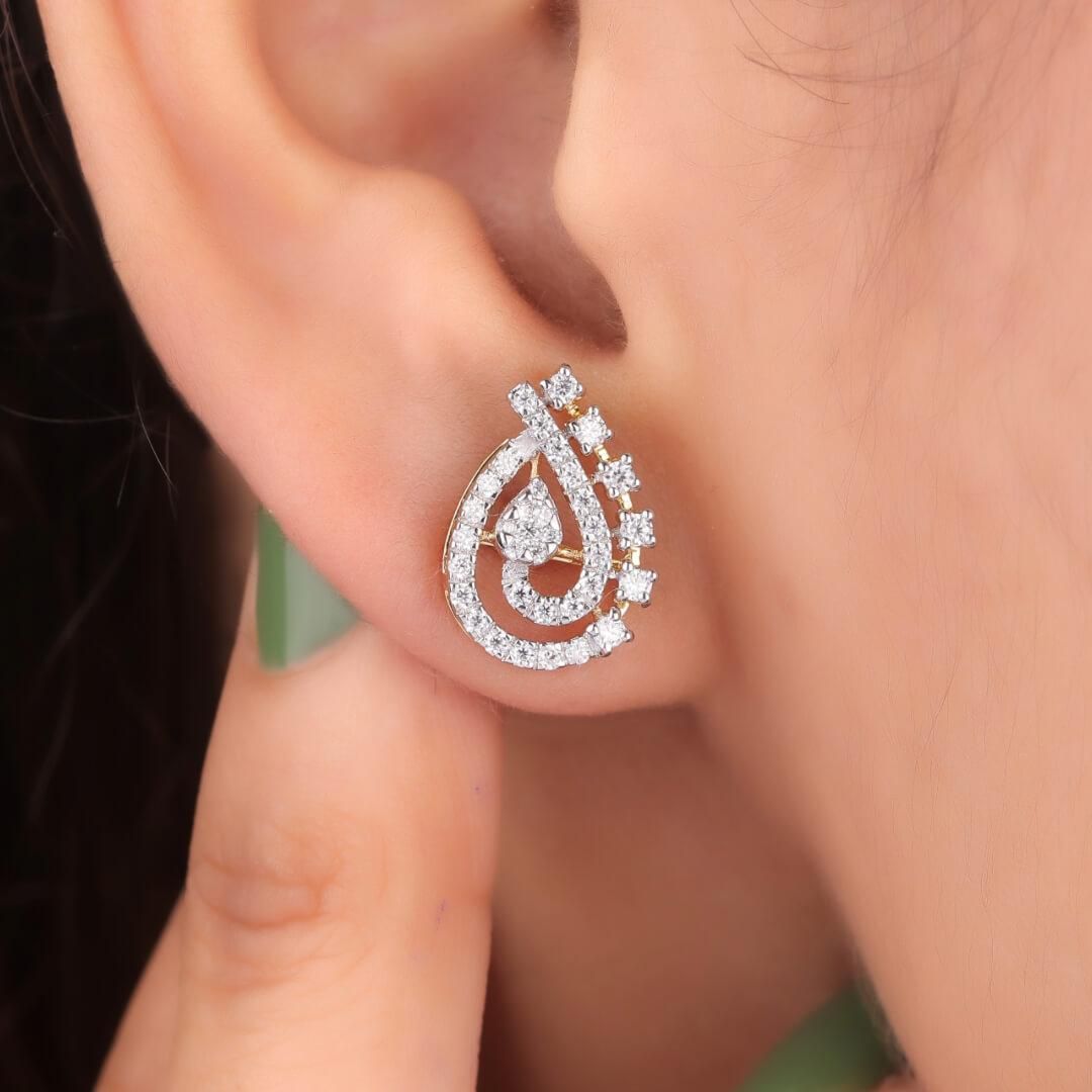 Asen Silver Stud Earrings For Women-Yellow Gold