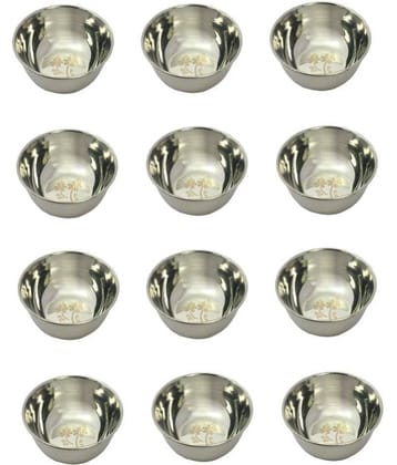 LEROYAL 12 Pcs Stainless Steel Cereal Bowl 200 mL
