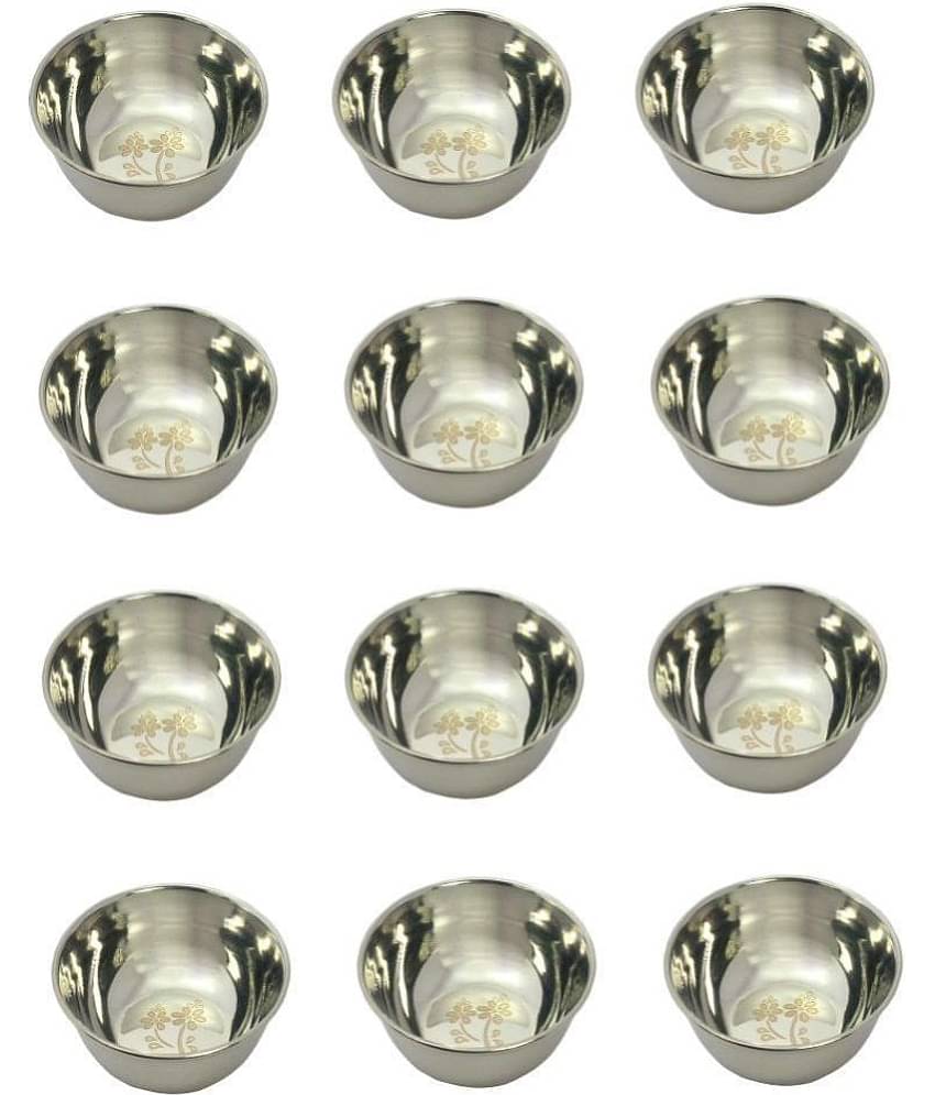 LEROYAL 12 Pcs Stainless Steel Cereal Bowl 200 mL