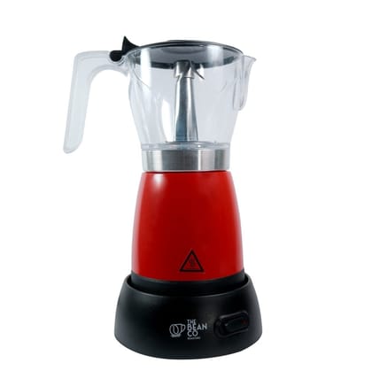 The Bean Co Roasters Electric Moka Pot | Moka Pot | 300 ML | Coffee Maker | 6 Cups Espresso Coffee Maker (Red)
