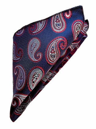 VOICI France - Premium Pocket Square Men Satin Wedding Handkerchief Multicolor Free Size - Blue Paisley