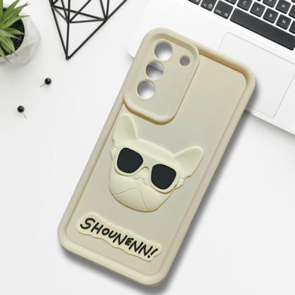 Cream SHOUNENN BULLDOG Silicone case for Samsung S23