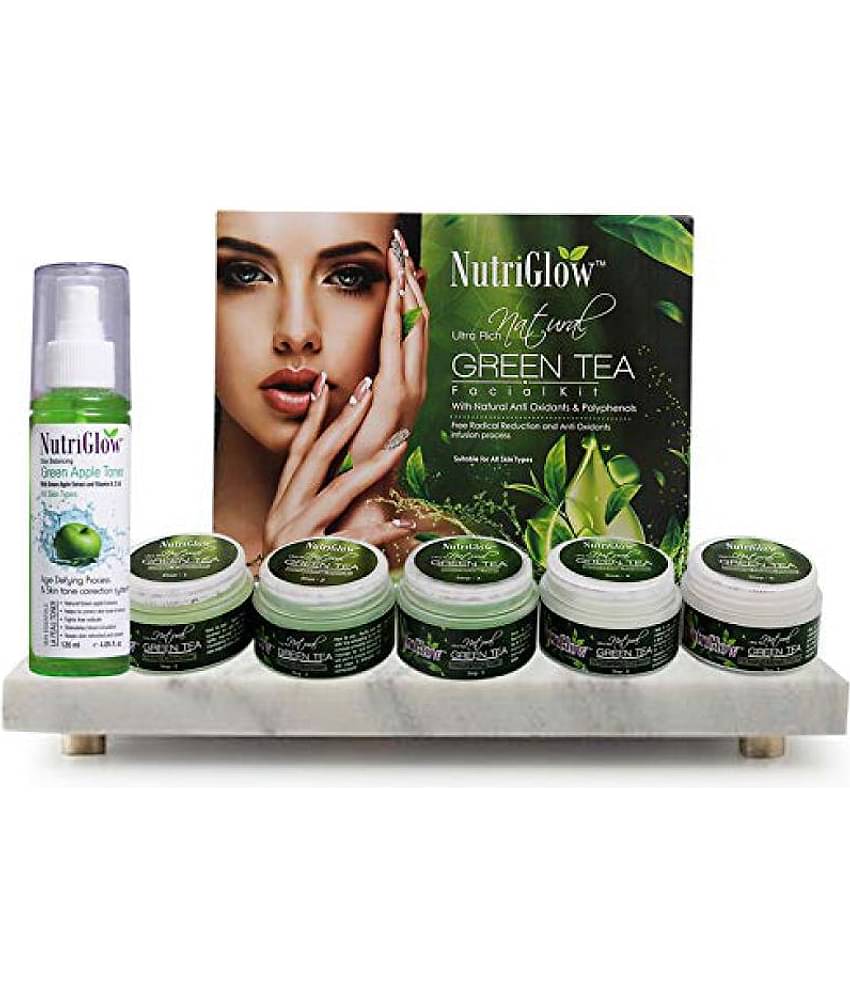 Nutriglow Green Tea Facial Kit (250gm) and Green Apple Toner (120ml) Facial Kit g Pack of 2