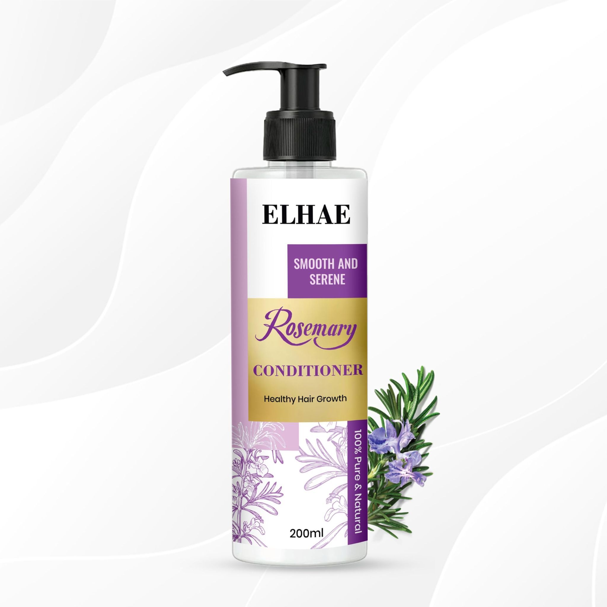 ELHAE Rosemary Conditioner for Smooth & Serene Hair - 100% Pure & Natural Formula for Healthy Hair Growth - 200ml