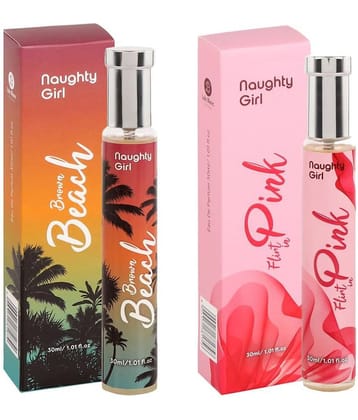 Naughty Girl Luxury EDP Flirt In Pink With Brown Beach Perfumes for WomenBuy One Get One (30ml x 2)
