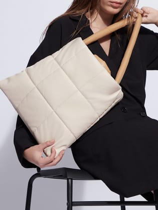 Tufted Treasure Beige Tote Bag-Tote Bag