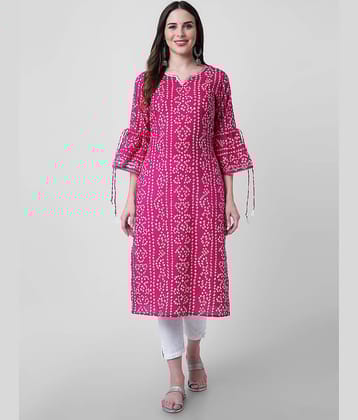 GOD BLESS - Pink Rayon Women's Straight Kurti ( Pack of 1 )