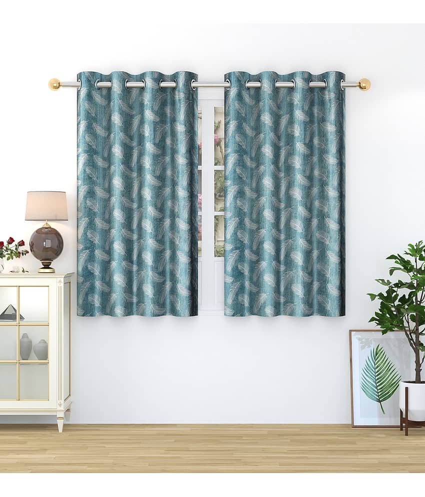 Homefab India Printed Blackout Eyelet Long Door Curtain 9ft (Pack of 2) - Blue