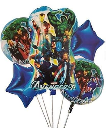 Avenger Theme Balloon Bouquet Set - Helium Quality - 6PC