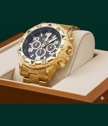 Fadiso Fashion Gold Stainless Steel Analog Men's Watch