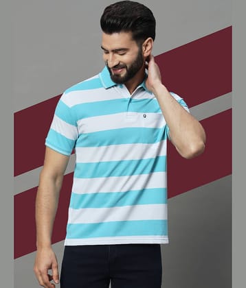 UNIBERRY Pack of 1 Cotton Blend Regular Fit Striped Half Sleeves Men's Polo T Shirt ( Navy Blue )
