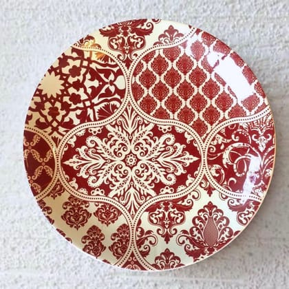 Red Motif Wall Plate-Large: 26 Cm