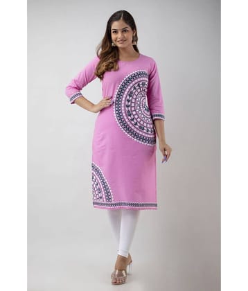 FABRR - Pink Cotton Women's Straight Kurti ( Pack of 1 )
