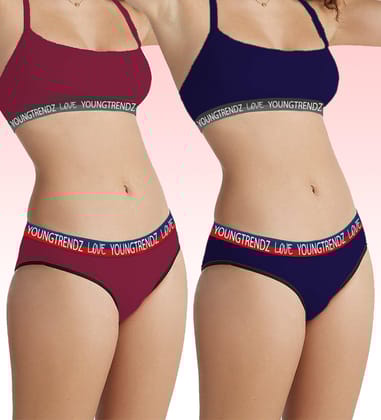 Young Trendz Women Love Elastic Hipster - 2pcs Pack-XS / Maroon  Navy