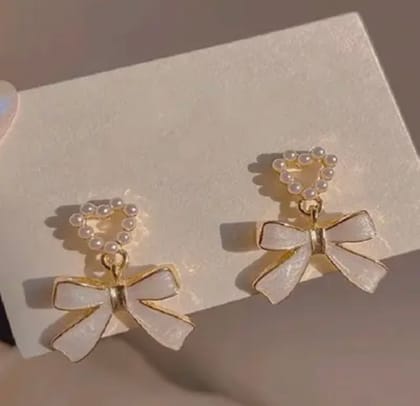 Korean earrings | Bow earrings | Bow pearl earrings (1pc)
