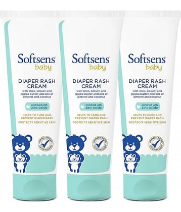 Softsens Baby Natural Diaper Rash Cream Enriched With Aloe Vera Juice and Shea Butter 50g, Pack of 3