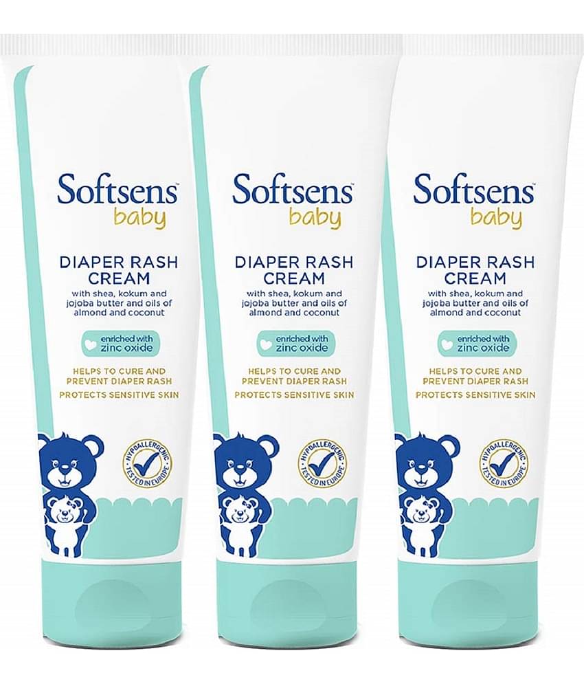 Softsens Baby Natural Diaper Rash Cream Enriched With Aloe Vera Juice and Shea Butter 50g, Pack of 3