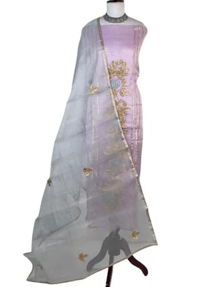 Kota Doria Dress Material Pastel Lilac Gota Floral