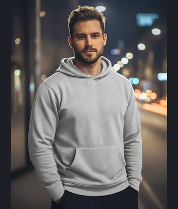 Leotude Fleece Hooded Men's Sweatshirt - Grey ( Pack of 1 )