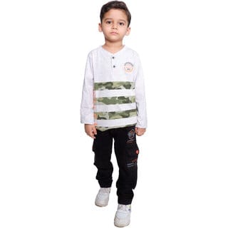 Kid Kupboard Cotton Boys T-Shirt, White, Full-Sleeves, 6-7 Years KIDS7378