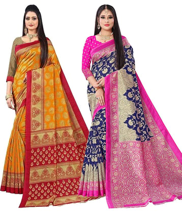 Kanooda Prints Art Silk Printed Saree With Unstitched Blouse Piece ( Multicolour )