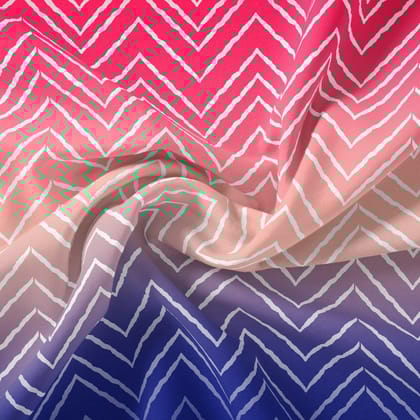 Seamless Multicolour Zigzag Digital Printed Fabric-Polyester / Japan Satin / 110 CM | 43 Inch