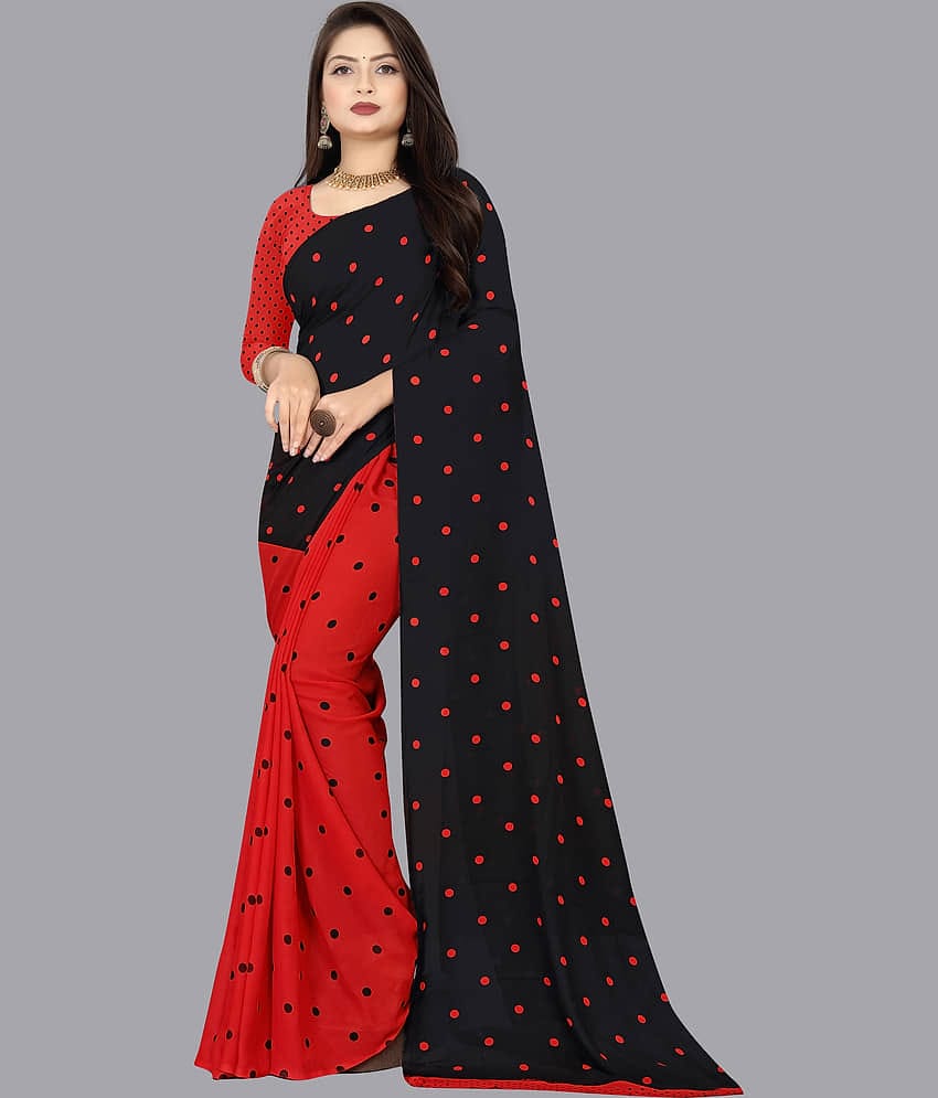 ANAND SAREES Georgette Printed Saree With Unstitched Blouse Piece ( Yellow )
