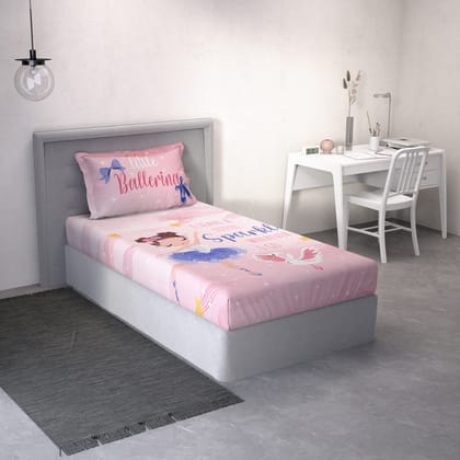 DDECOR - Little Brats Collection 100% Cotton Conversational Pattern 136TC Single Bedsheet|152 CM X 224 CM| - Pink