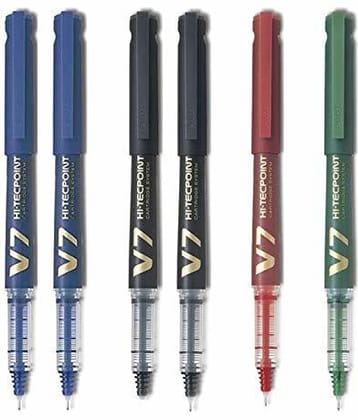 Pilot Hi-Tecpoint V7 Cartridge Pen Pack of 6 (2 Blue, 2 Black, 1 Red and 1 Green)