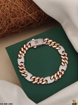 Chic & Shiny with Superior Quality Rose Gold Cuban Bracelet for Men's-BR-266