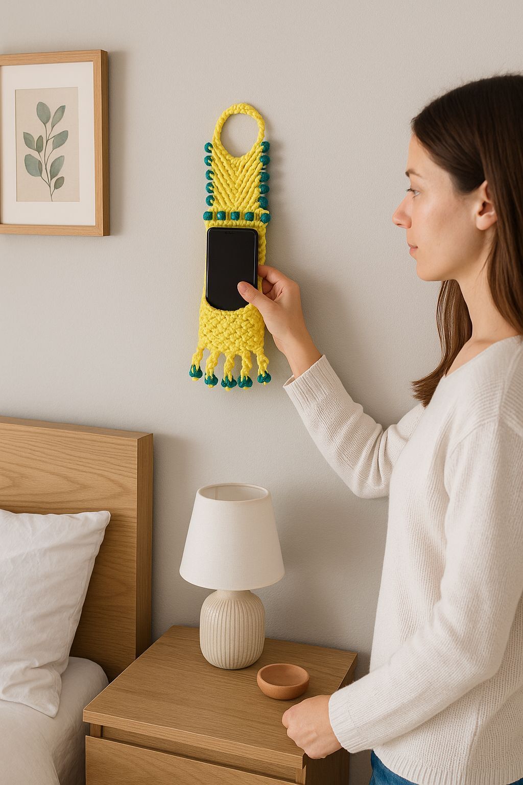 Elegant Macramé Mobile Holder