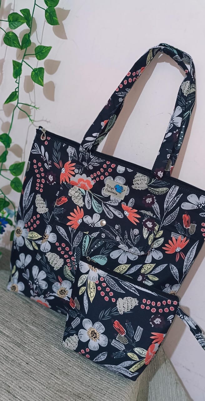 Floral Elegance Tote & Pouch Set
