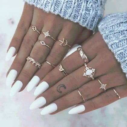 Pinapes Fashion Non Precious Base Metal Boho Midi Finger Ring for Girls - Set of 13 Pinapes Fashion Non Precious Base Metal Boho Midi Finger Ring for Girls - Set of 13