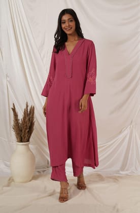 Rose Pink Crinkled Cotton Set Of 2-XL