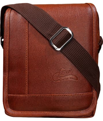 Leather World Messenger Bag Tan Leather Casual Messenger Bag