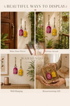 2 PC Bell Wall Hanging Decor | Garden Tree Hanging Bells Decoration | Handpainted Hanging Ornaments for Home
