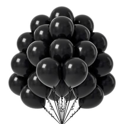Black Chrome Rubber / Latex Balloon - Helium Quality - 12 inches - 10PC