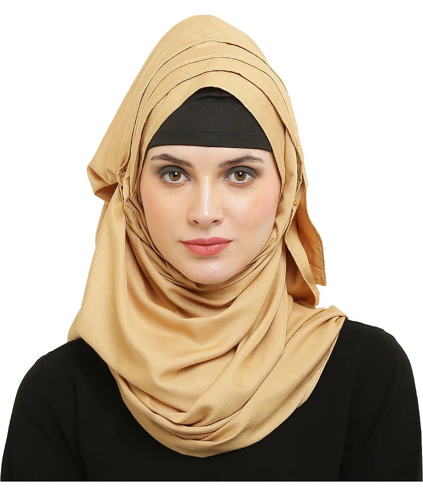 Evelia Gold Rayon Stitched Hijab - Single